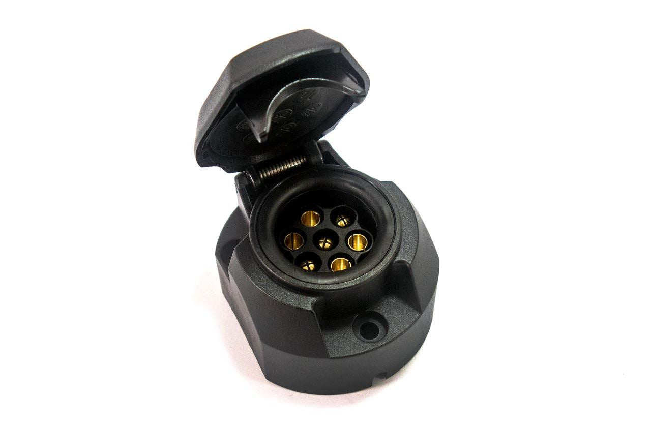 Ficha de Reboque 12/24 Volts 7-Pinos Fêmea - Preto