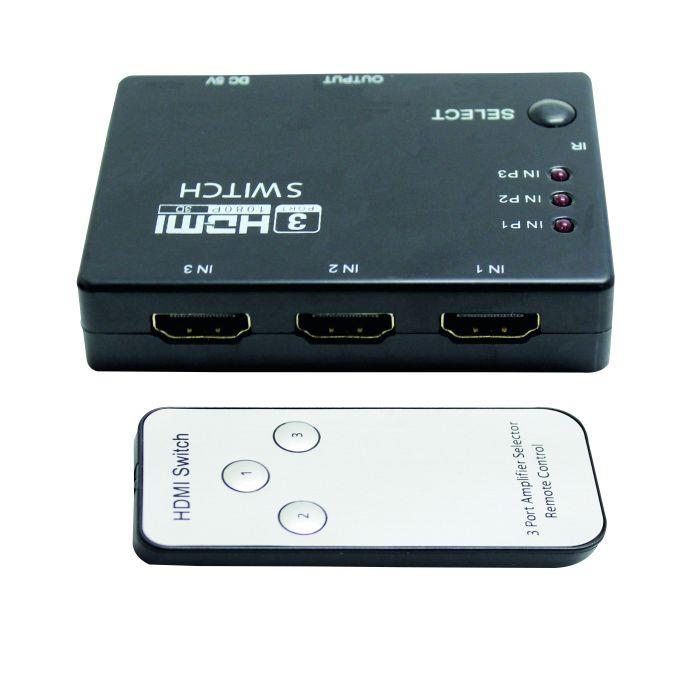 Switch Repartidor Splitter 4K 1080P 3 x 1 HDMI c/ Comando