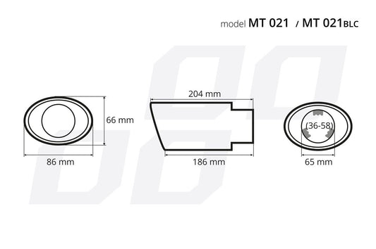Ponteira de Escape Cromada Oval em Aço Especial Prata Azul