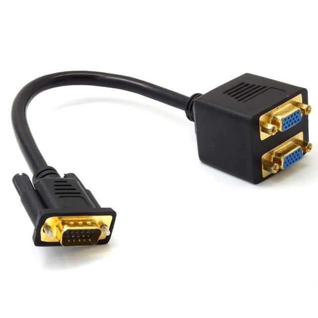 Adaptador Conversor VGA Macho - 2 x VGA Fêmea