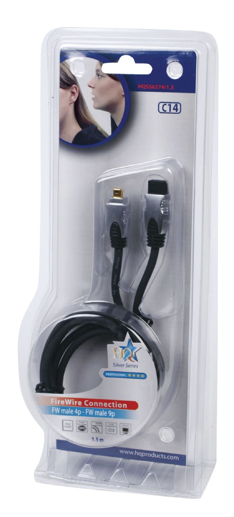 Cabo FireWire Macho 4 Pinos Para Fêmea 9 Pinos 1.5m