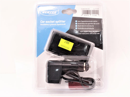 Adaptador para Isqueiro com 3 Saídas 12/24VDC 10A + USB