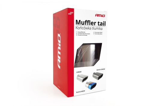 Ponteira de Escape Cromada Oval em Aço Especial Prata Azul