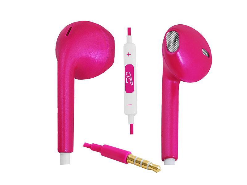 Auriculares earbuds estéreo Jack 3.5mm com Microfone - Rosa