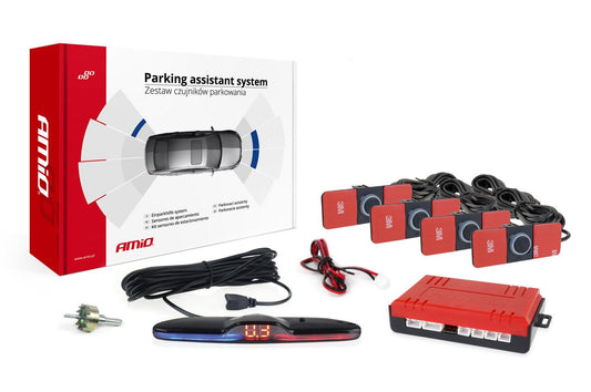 Kit 4 Sensores Estacionamento de Automóvel 16.5mm  c/ Display - Preto