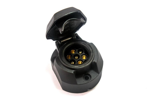 Ficha de Reboque 12/24 Volts 7-Pinos Fêmea - Preto