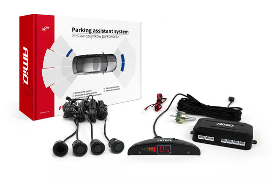 Kit 4 Sensores Estacionamento de Automóvel 18mm c/ Display - Preto  Dourado
