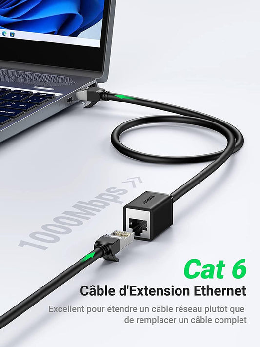 Extensão Cabo rede Macho -  Fêmea  RJ45 Cat 6 FTP 1000 mbps Ugreen 0.5m