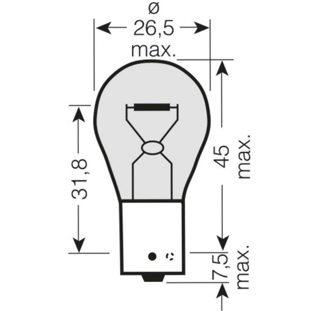 Lâmpada para automóvel P21W BAY15S 12V 21W Laranja