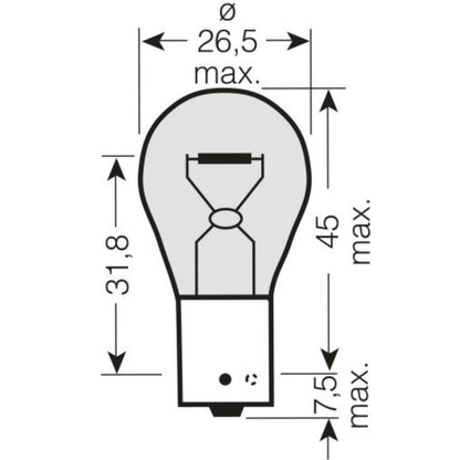 Lâmpada para automóvel P21W BAY15S 12V 21W Laranja