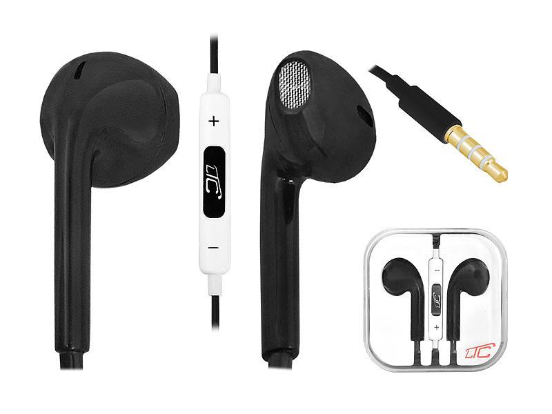 Auriculares earbuds estéreo Jack 3.5mm com Microfone - Pretos