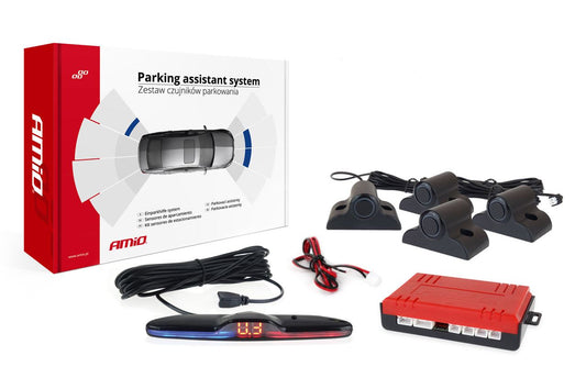Kit 4 Sensores Estacionamento de Pickup VAN Carrinha 19mm   c/ Display - Preto