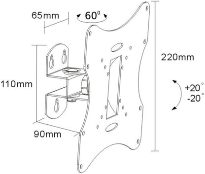 Suporte TV Parede  23"  -  42" Pulgadas  Rotativo Cinzento