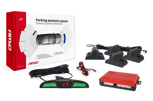 Kit 4 Sensores Estacionamento de Camião Pickup VAN Carrinha 19mm  c/ Display - Preto