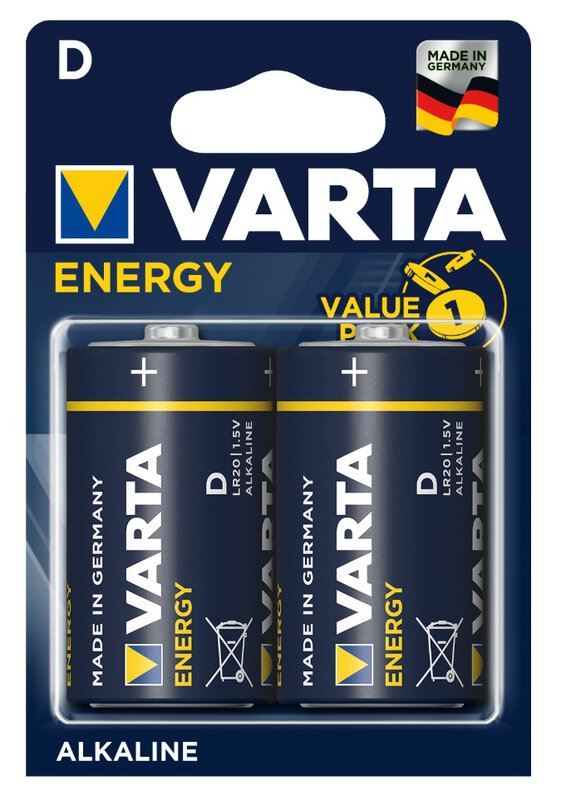 Pilha Alcalina  LR20 D MN1300 1.5V Varta [Blister 2 und.] Validade DEZ-2025