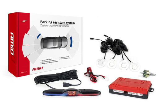 Kit 4 Sensores Estacionamento de Automóvel c/ Display - Branco