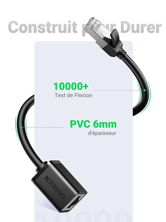Extensão Cabo rede Macho -  Fêmea  RJ45 Cat 6 FTP 1000 mbps Ugreen 0.5m