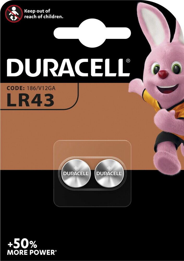 Pilha Alcalina LR43 V12GA 1.5V Duracell [Blister 2 und] Validade DEZ-2024