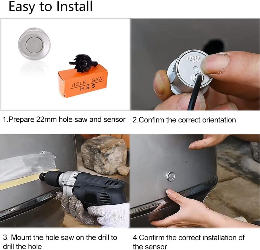 Kit 4 Sensores Estacionamento de Automóvel 18mm c/ Display -   Dourado