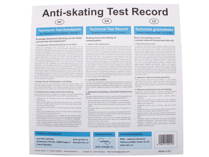 Anti-skating Test Record Test Record antiskating setting